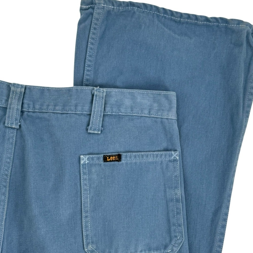 Vintage 70s Bell Bottom Jeans Lee Teens Made in USA Button Fly Flare Leg | 16/18 - Picture 11 of 12